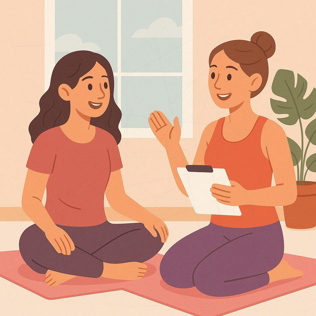 Instructor meditând în mijlocul unui labirint de plante
